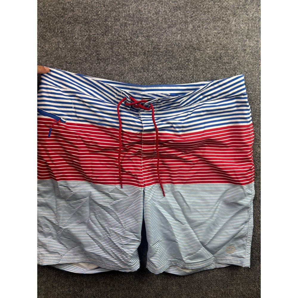 Vineyard Vines Board Shorts Mens 38 Blue Red White Striped Swim Trunks